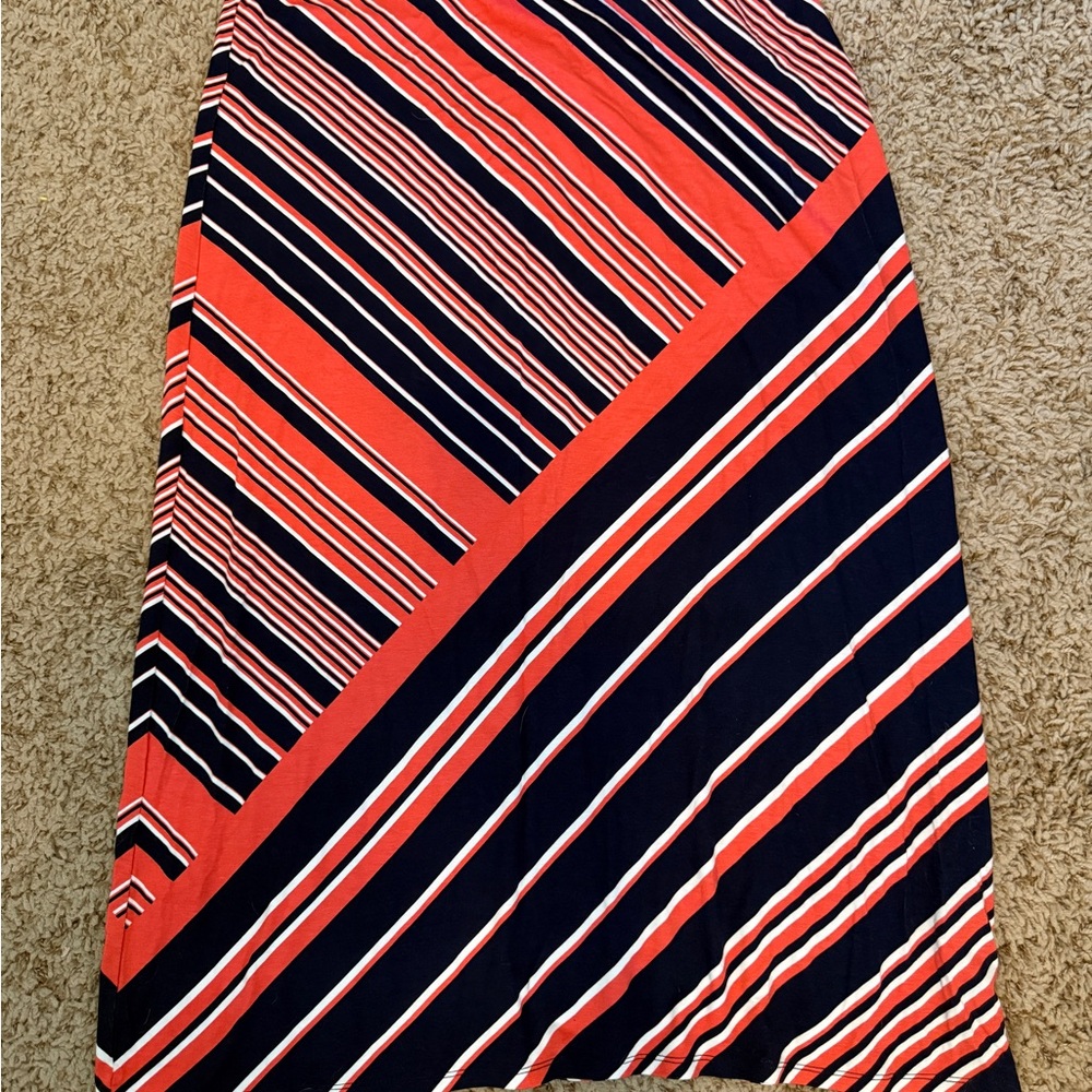 Liz Claiborne Asymmetrical Coral and Navy Skirt